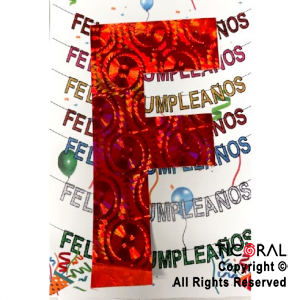 GUIRNALDA FRASE FELIZ CUMPLEAÑOS HOLOGRAMA ROJO 15CM x 1